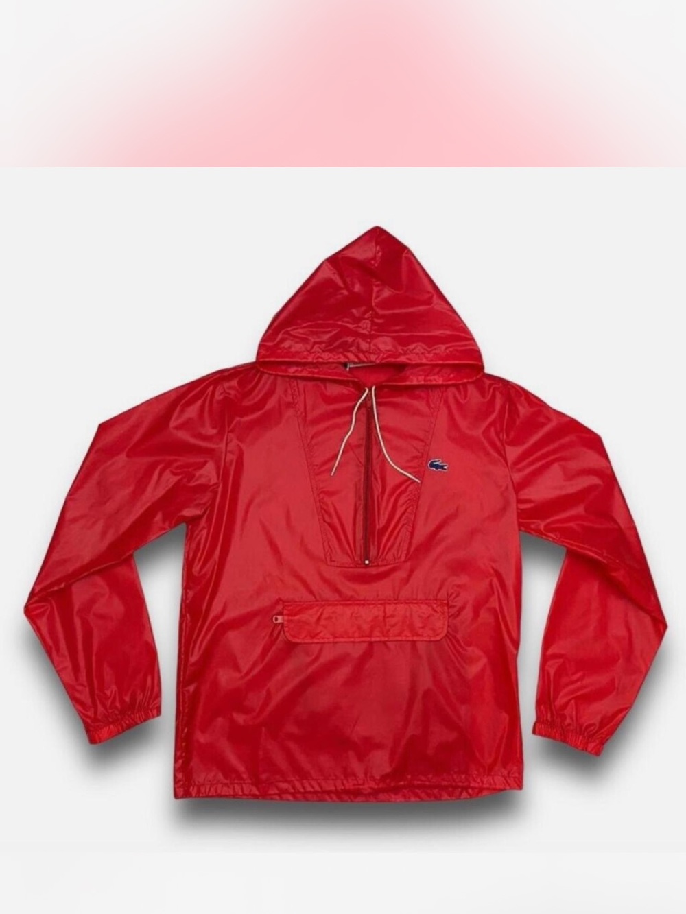Vintage Lacoste Izod Red Hooded Pullover Anorak